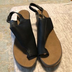 Black wedge sandals